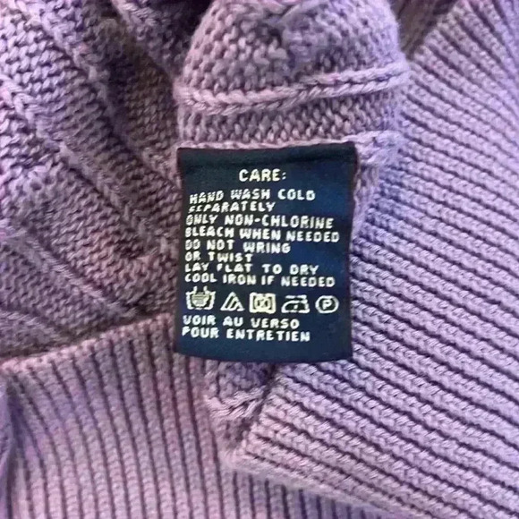 Ralph Lauren Sport Purple Cableknit Short Sleeve Turtleneck Sweater Size M - Picture 6 of 6